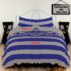 100% Egyptian Cotton 3PCs Ruffled Multi-color Duvet Set Solid [Supreme Collection]