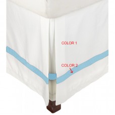 100% Egyptian Cotton 1PC Box Pleated Bed Skirt with Colored Band Middle Solid [Supreme Collection]