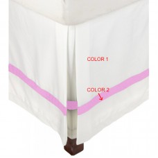 100% Egyptian Cotton 1PC Box Pleated Bed Skirt with Colored Band Middle Solid [Signature Collection]