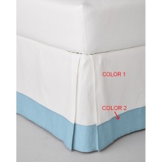 100% Egyptian Cotton 1PC Box Pleated Bed Skirt with Colored Band Border Solid [Supreme Collection]