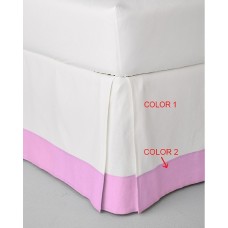 100% Egyptian Cotton 1PC Box Pleated Bed Skirt with Colored Band Border Solid [Signature Collection]