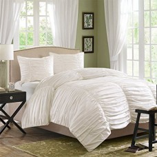 100% Egyptian Cotton 3PCs Gathered Duvet Set Solid [Signature Collection]