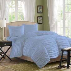 100% Egyptian Cotton 3PCs Gathered Duvet Set Solid [Supreme Collection]