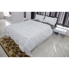 100% Egyptian Cotton Designer 3 PC Ruched Duvet Set Solid [Signature Collection]