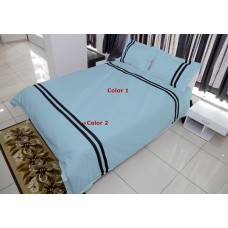 100% Egyptian Cotton Designer 2 Line Contrasting Ribbon Aplique 3PCs Duvet Set Solid [Supreme Collection]