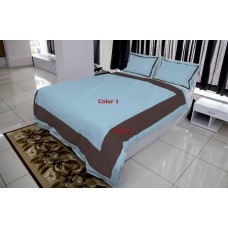 100% Egyptian Cotton Designer Broad Square Border 3PCs Duvet Set Solid [Supreme Collection]