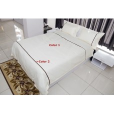 100% Egyptian Cotton Designer 3PCs Duvet Set with Horizontal Piping Solid [Signature Collection]