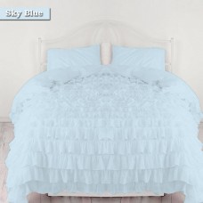 100% Egyptian Cotton 3PCs Ruffled Duvet Set Solid [Supreme Collection]