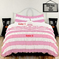 100% Egyptian Cotton 3PCs Ruffled Multi-color Duvet Set Solid [Signature Collection]