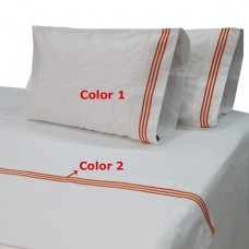 100% Egyptian Cotton 4PCs Sheet Set with 3 Lines Embroidery Solid [Signature Collection]