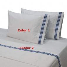 100% Egyptian Cotton 4PCs Sheet Set with 3 Lines Embroidery Solid [Supreme Collection]