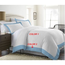  100% Egyptian Cotton 1 PC Two Tone Duvet Cover Solid [Supreme Collection]