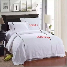 100% Egyptian Cotton Designer 3PCs Duvet Set with Vertical Piping Solid [Signature Collection]